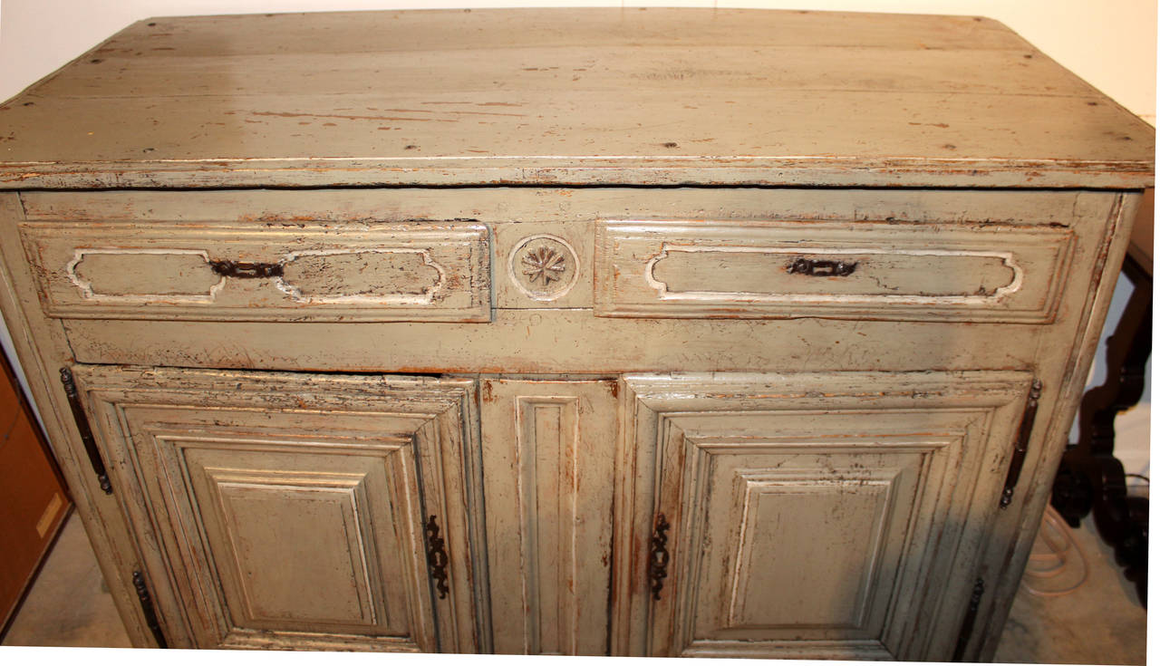 18th Century French Provincial Polychrome Server or Buffet In Excellent Condition In Milford, NH