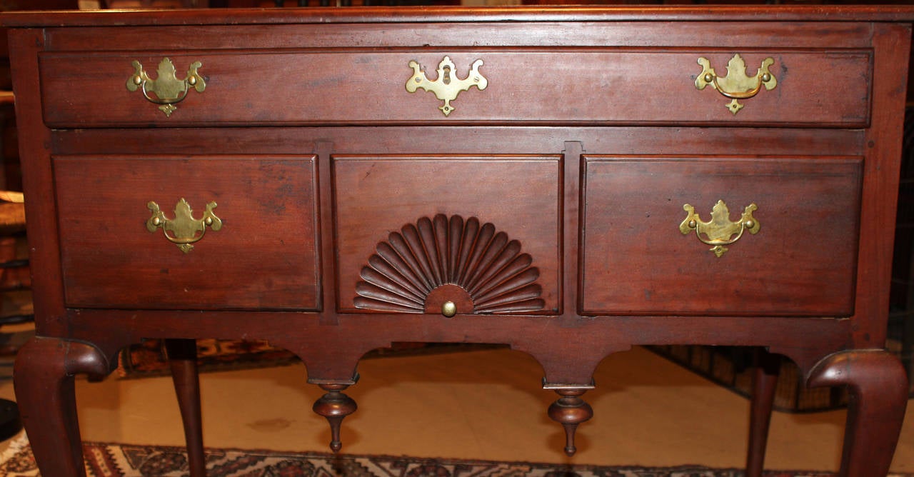 Carved 18th c Connecticut Cherry Wood Highboy Base or Server