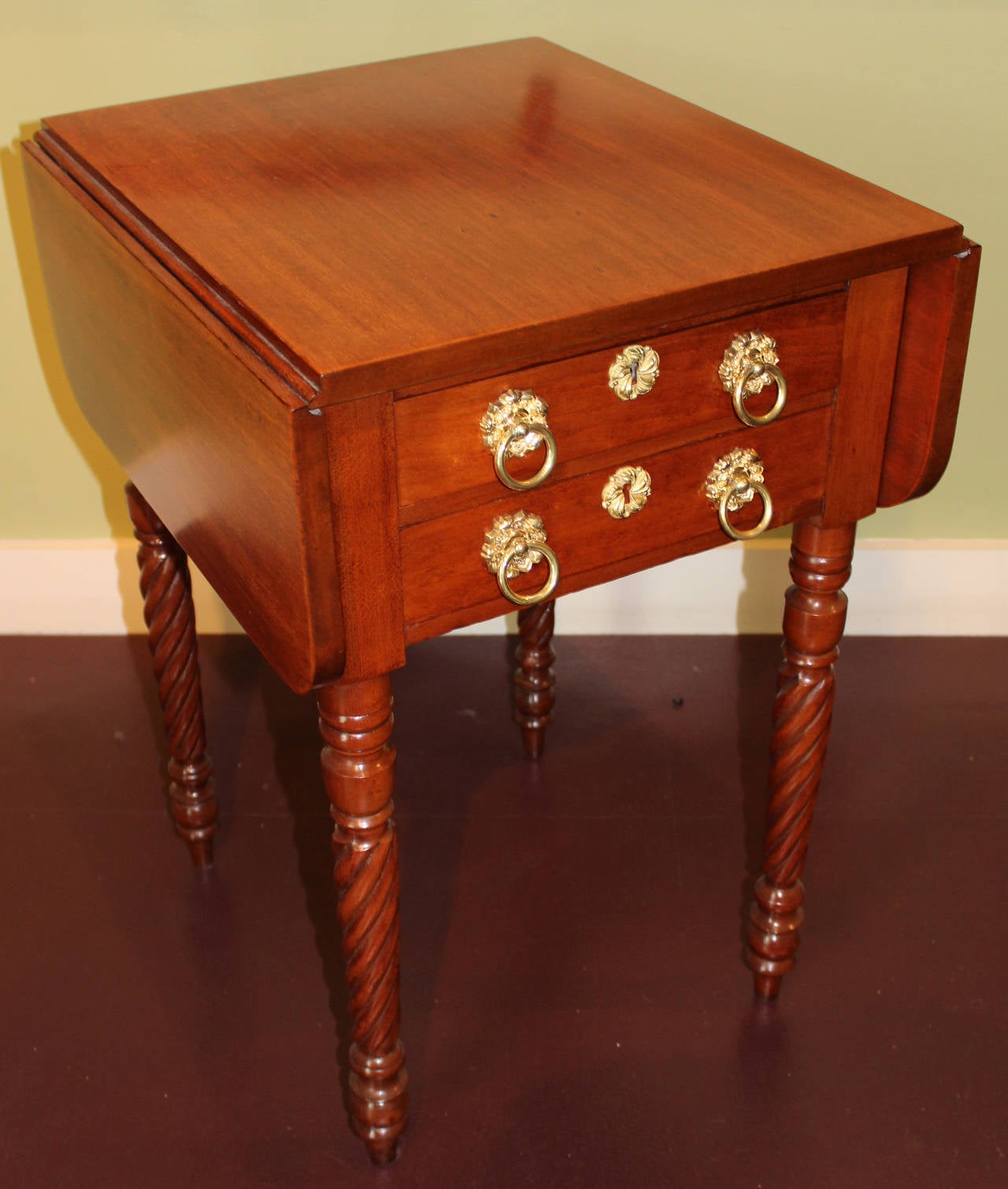 Federal Sheraton Style Cherry Two Drawer Work Table