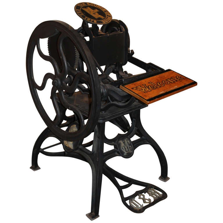 19th Century Curtis and Mitchell Cast Iron Printing Press Letterpress