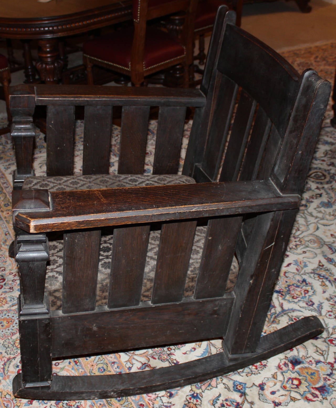 American Arts & Crafts Oak Rocking Chair and Settee