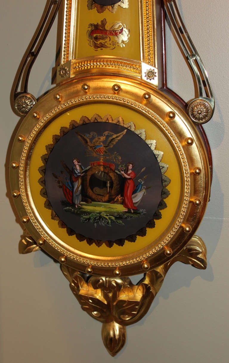 American Girandole Clock by Foster Campos with Abrams Eglomise Painted Glass