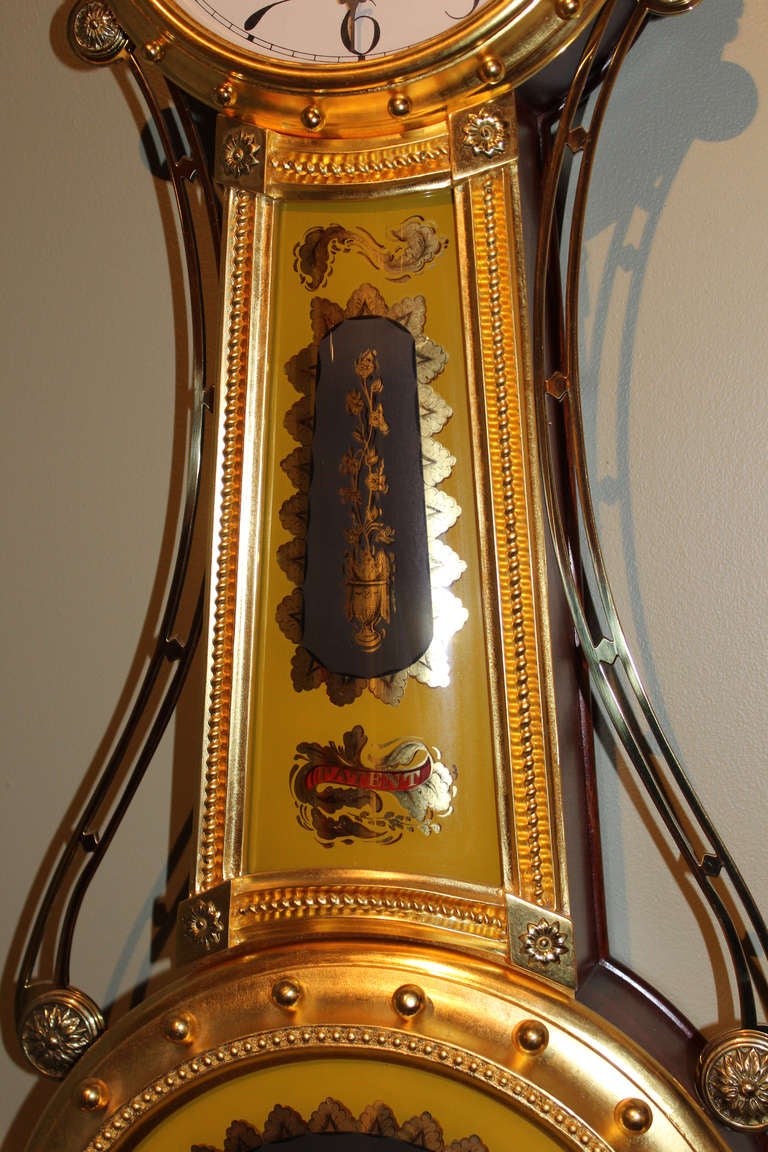 Girandole Clock by Foster Campos with Abrams Eglomise Painted Glass In Excellent Condition In Milford, NH