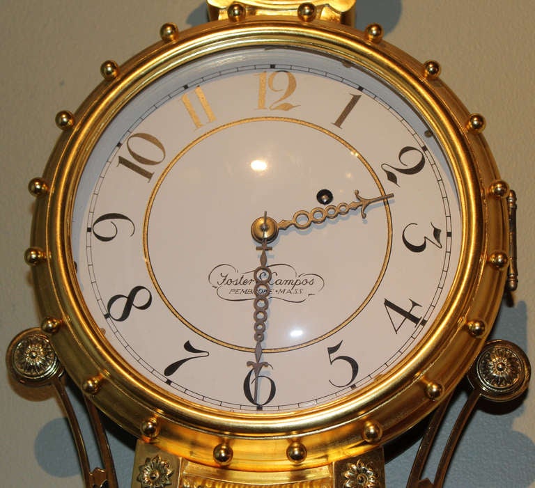 20th Century Girandole Clock by Foster Campos with Abrams Eglomise Painted Glass