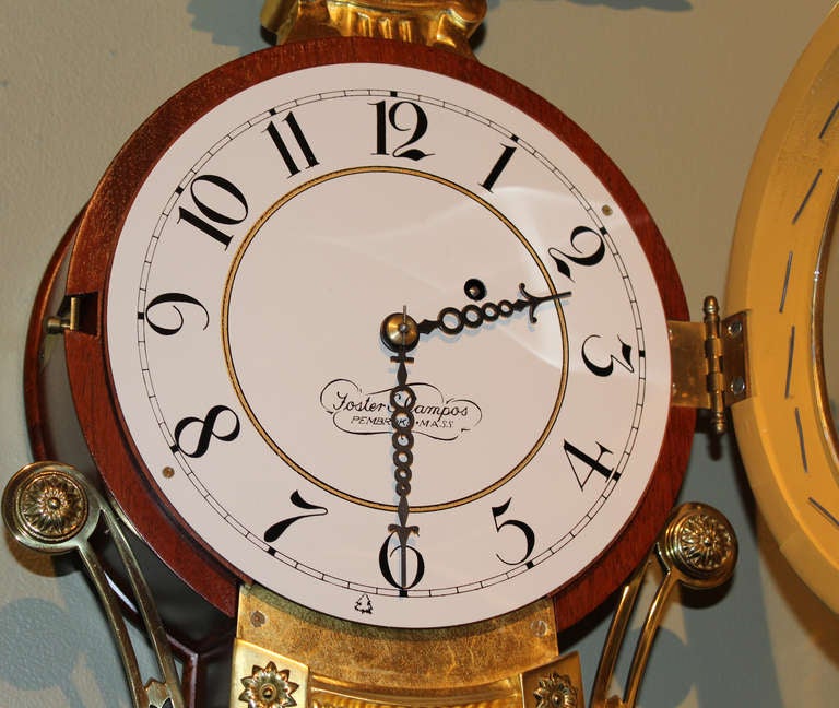 Mahogany Girandole Clock by Foster Campos with Abrams Eglomise Painted Glass