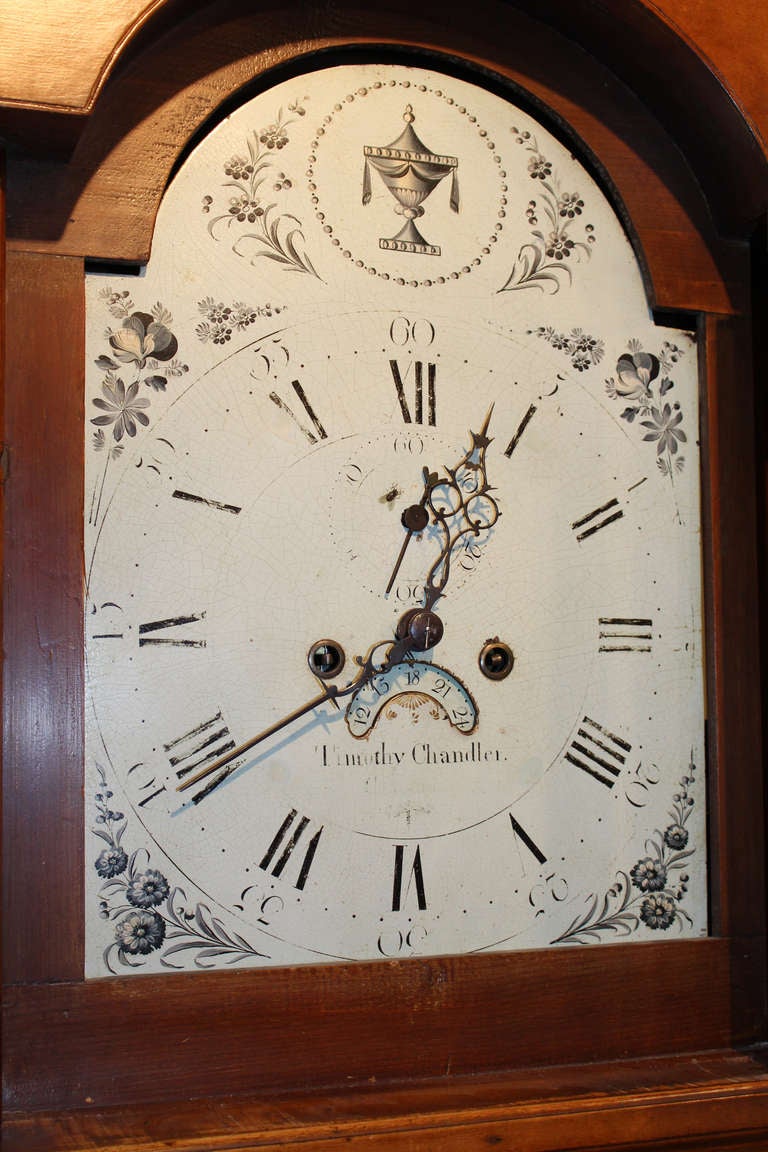 Maple Timothy Chandler Tall Clock with Case bearing label of Asa Kimball, Concord NH