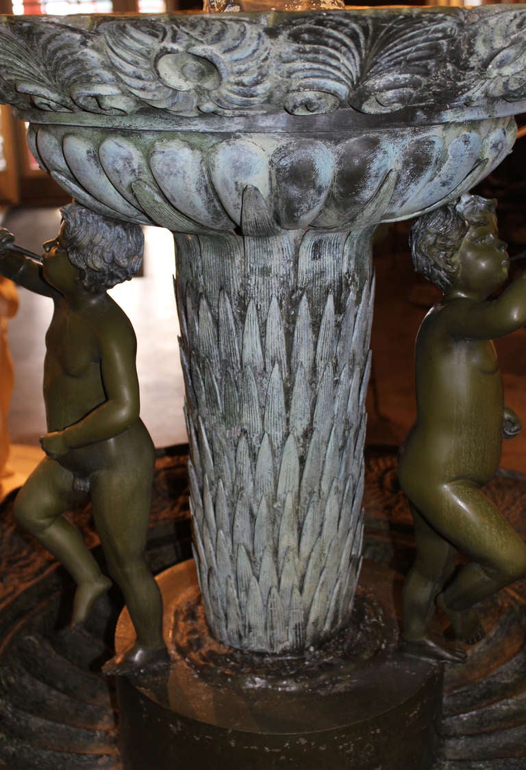 20th c Bronze Tiered Fountain with Mermaid, Putti, & Geese, after Auguste Moreau 4