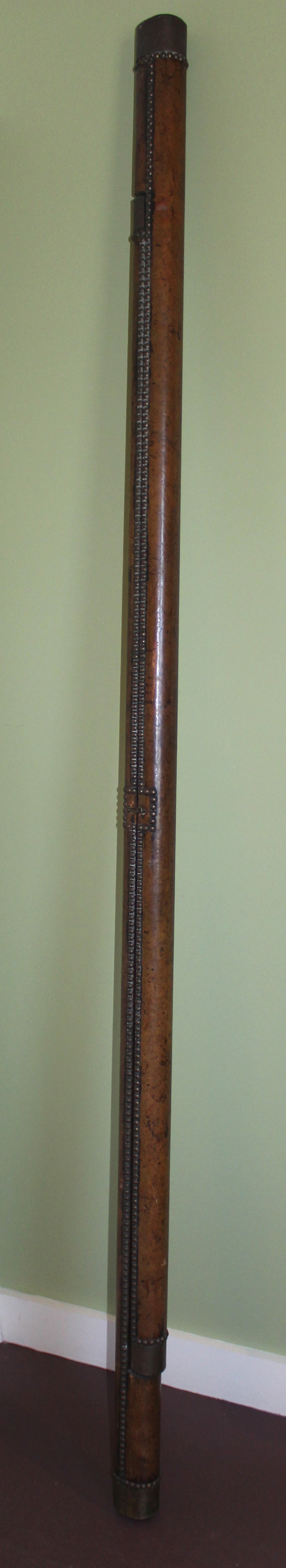 19th Century Regency Leather Bound Folding Library Ladder