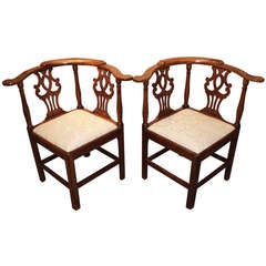 Pair of 18th c English Fruitwood Corner Chairs