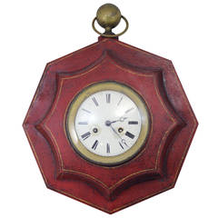 Antique 19th c French Tole Octagonal Wall Clock