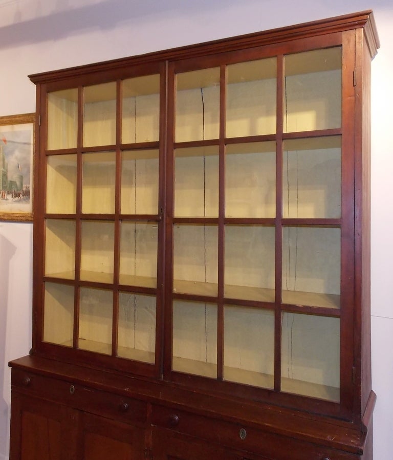 Early 19th c. Cherry Stepback Cupboard with Glazed Doors In Good Condition In Milford, NH