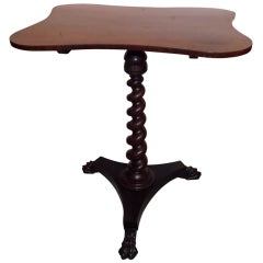 19th c. Continental Mahogany Candle Stand with Barley Twist Base