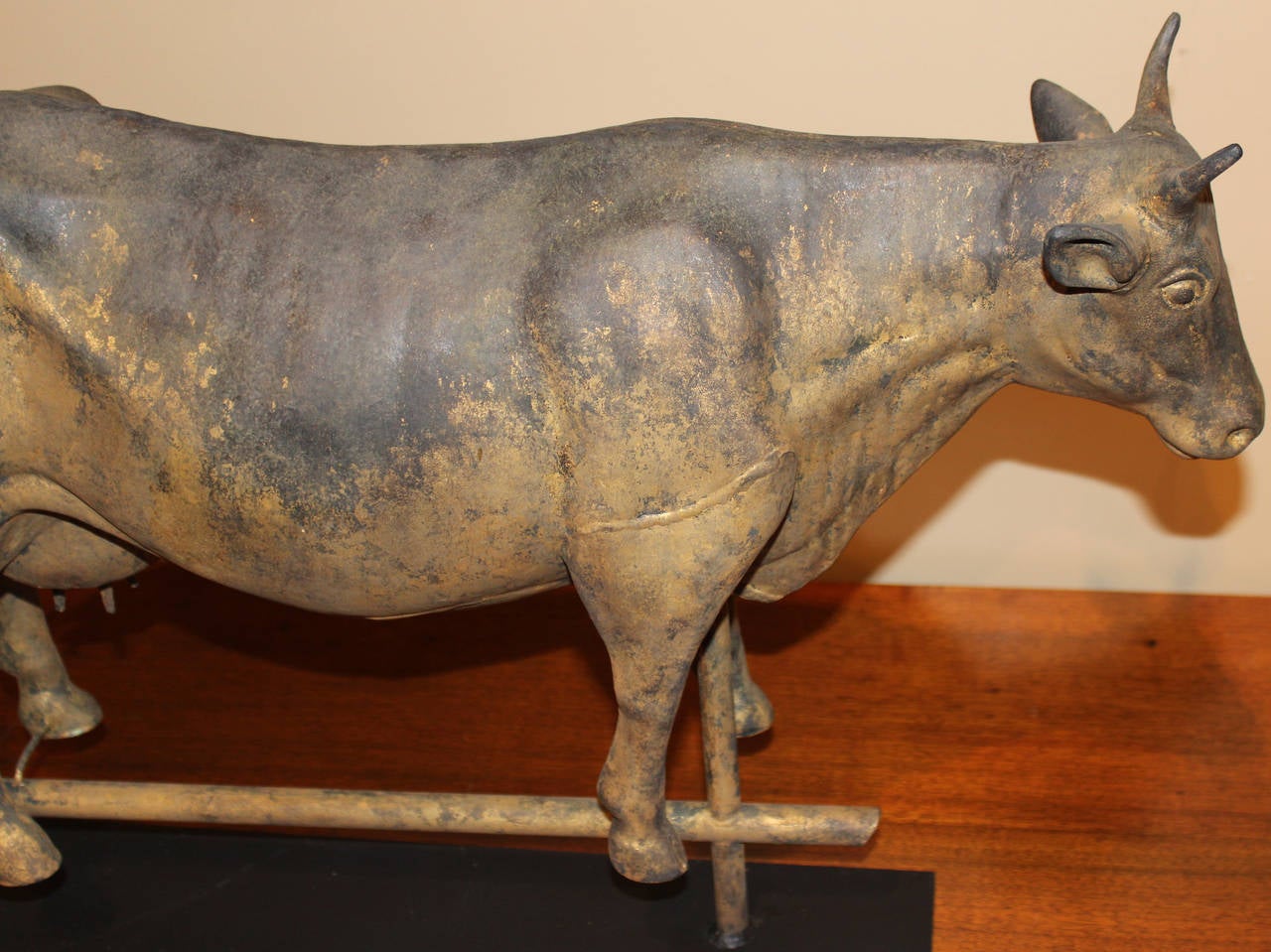 American 19th Century Full-Bodied Cow, Copper and Zinc Weathervane by J.W. Fiske & Co.