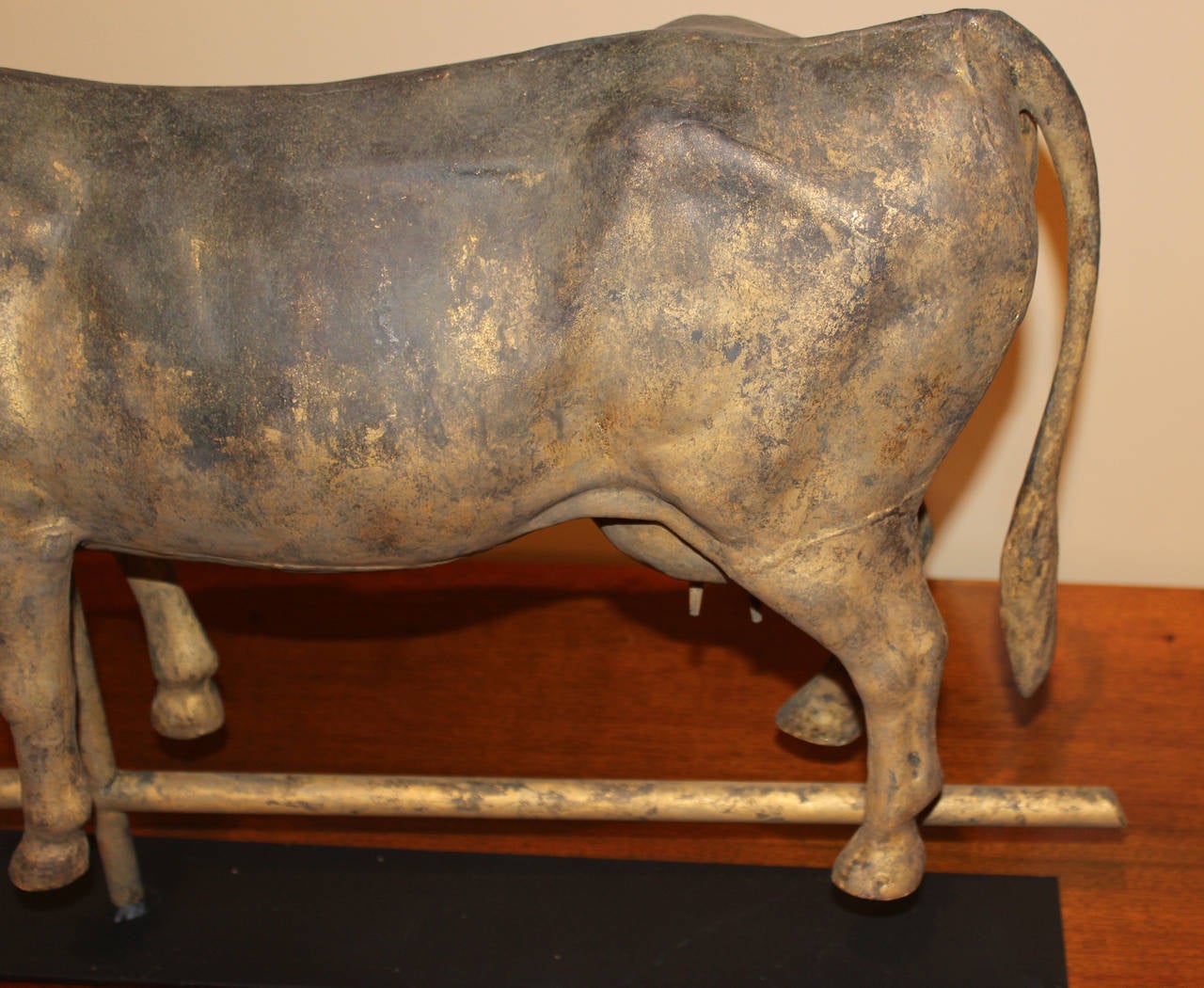 19th Century Full-Bodied Cow, Copper and Zinc Weathervane by J.W. Fiske & Co. 1
