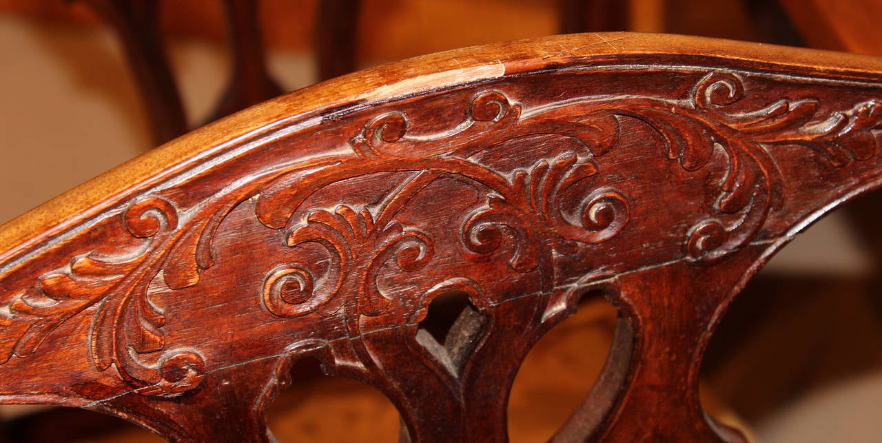 Set of Six Chippendale Style Foliate Carved Mahogany Chairs 6