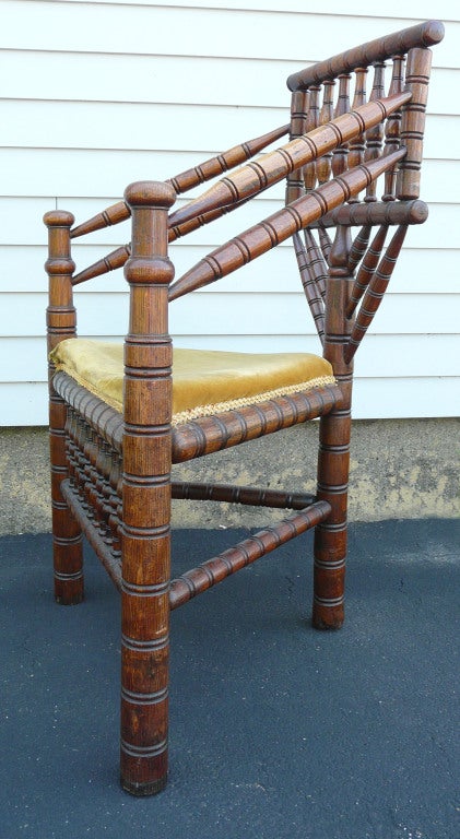 American 17th Century-Style Turned Wood Corner Chair