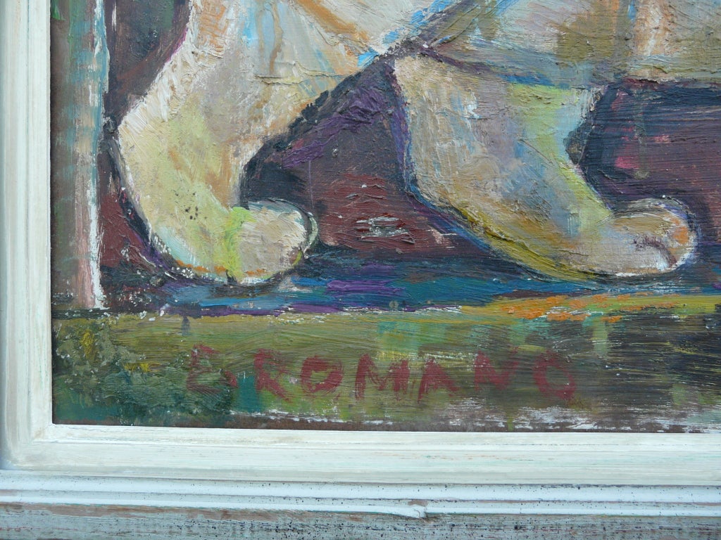 Mid-20th Century Emanuel Romano Oil Painting 