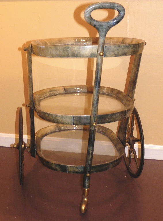 Italian Aldo Tura Vellum Bar Cart