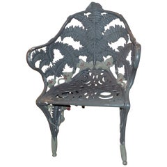 Antique 19th c. Cast Iron Garden Chair with Fern Motif