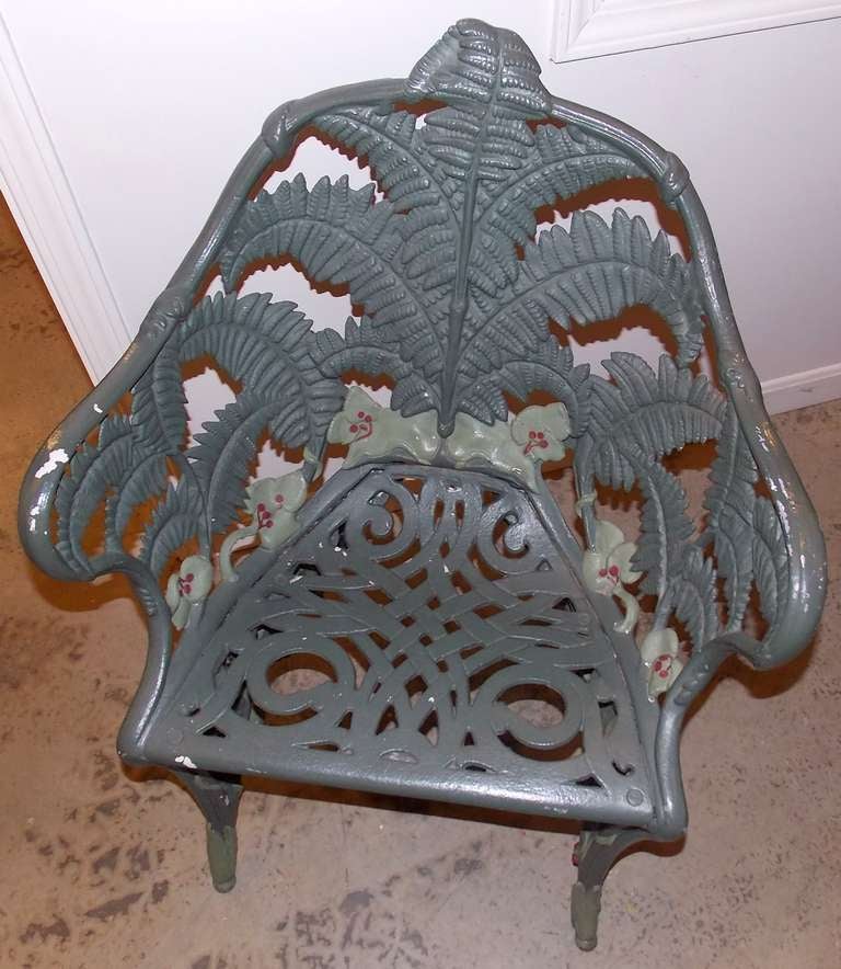 American 19th c. Cast Iron Garden Chair with Fern Motif