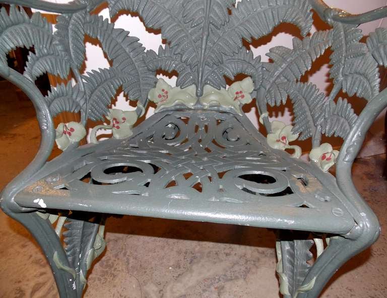 19th c. Cast Iron Garden Chair with Fern Motif In Good Condition In Milford, NH