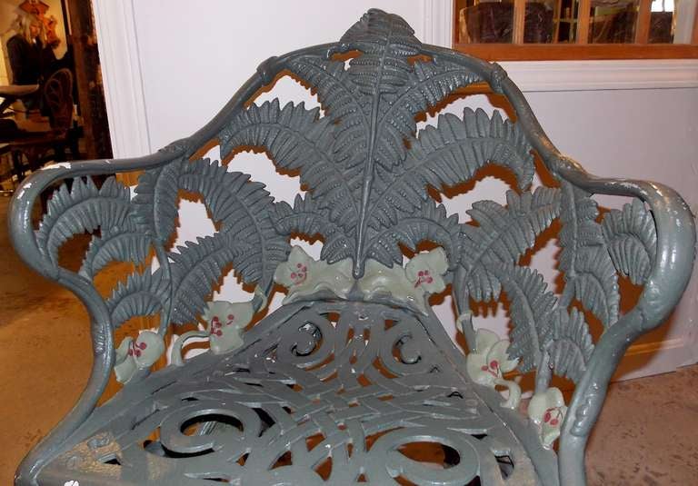 19th Century 19th c. Cast Iron Garden Chair with Fern Motif