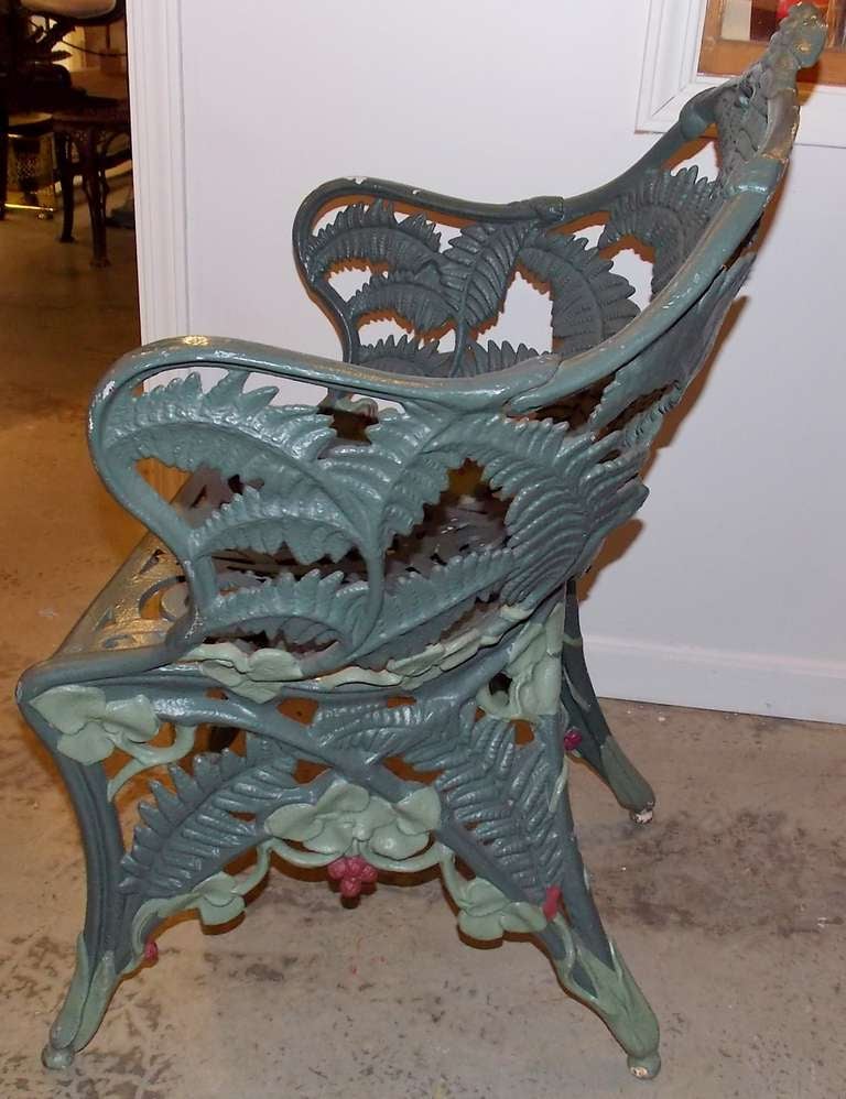 19th c. Cast Iron Garden Chair with Fern Motif 1