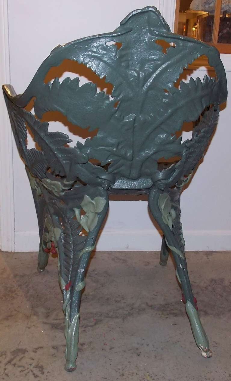 19th c. Cast Iron Garden Chair with Fern Motif 2