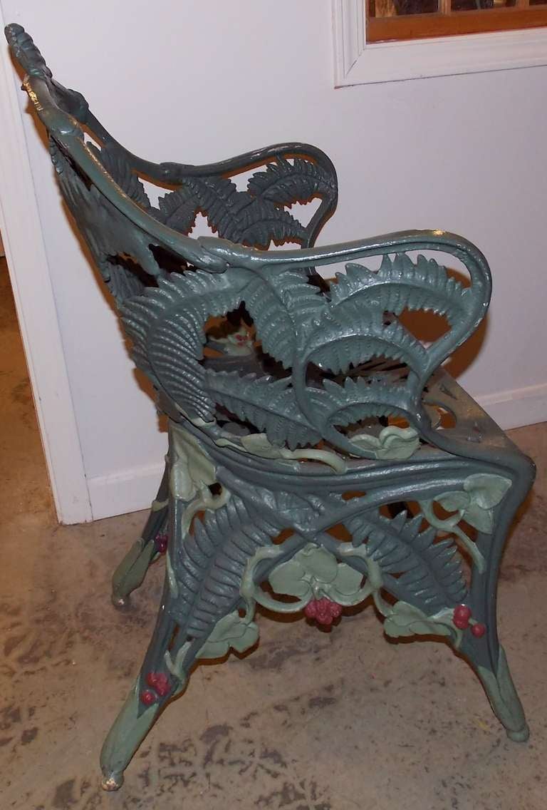 19th c. Cast Iron Garden Chair with Fern Motif 3