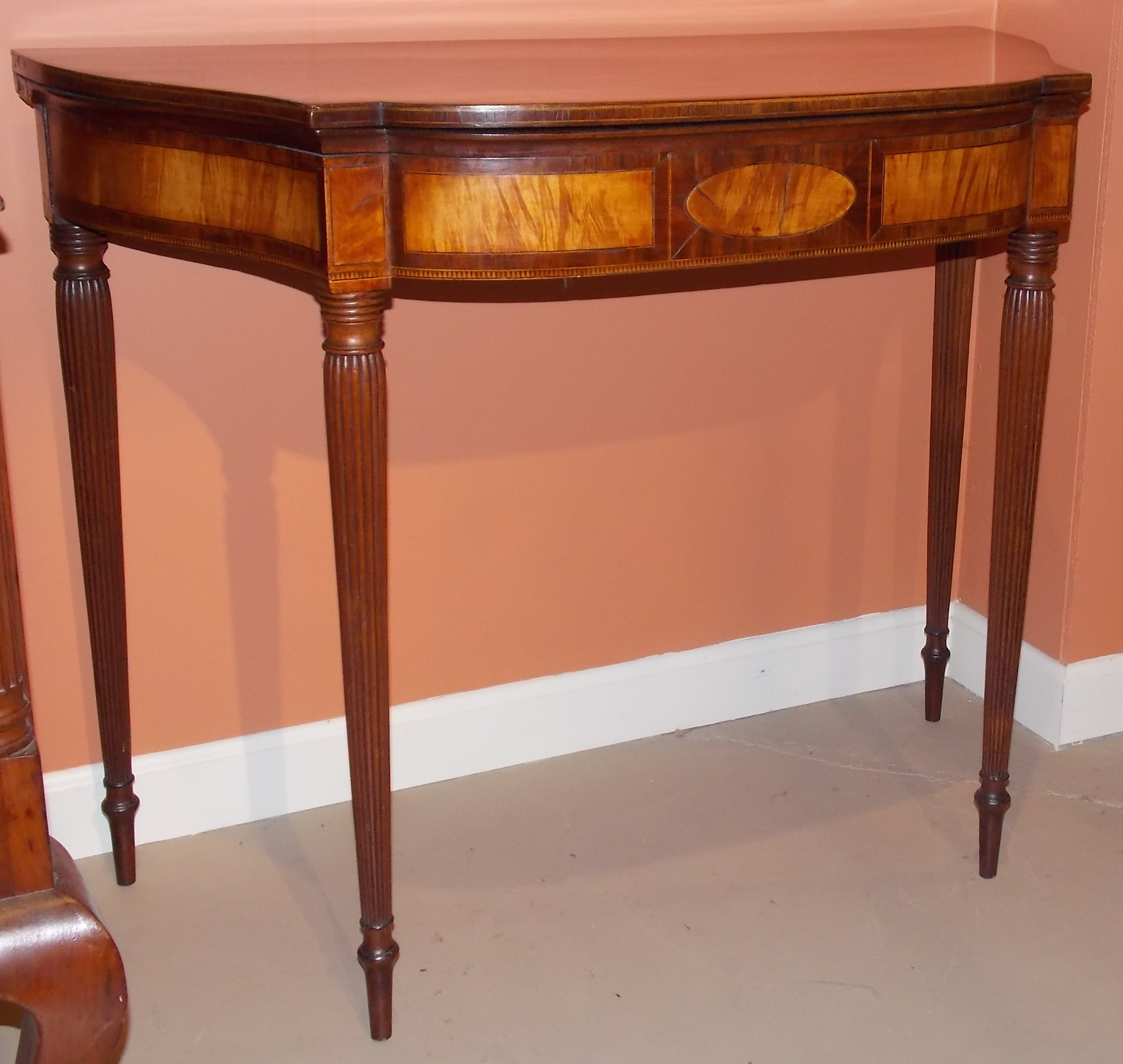 Early 19th c. Seymour Federal Serpentine Card Table