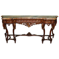 20th Century Rococo Marble Top Console Table