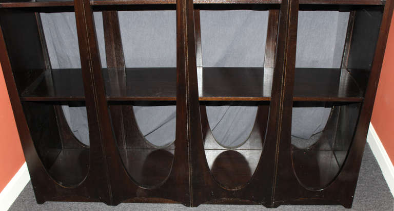 Oak Modernist Ebonized Double-Sided Bookcase