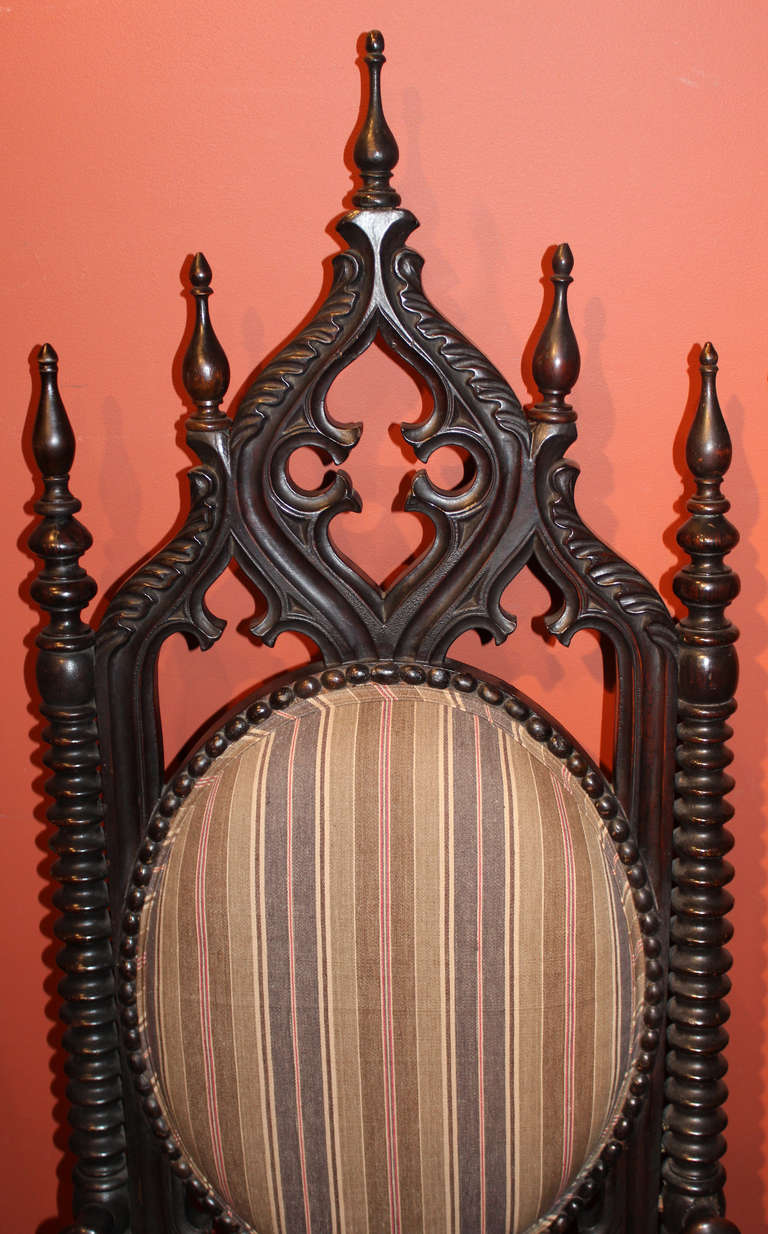 19th C Gothic Revival Arm Chairs In Excellent Condition In Milford, NH