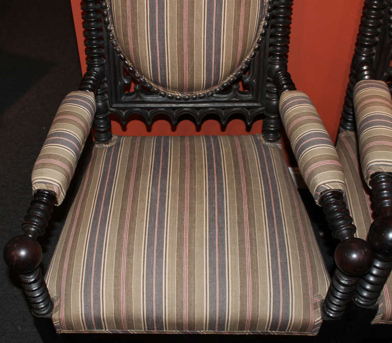 19th C Gothic Revival Arm Chairs 1