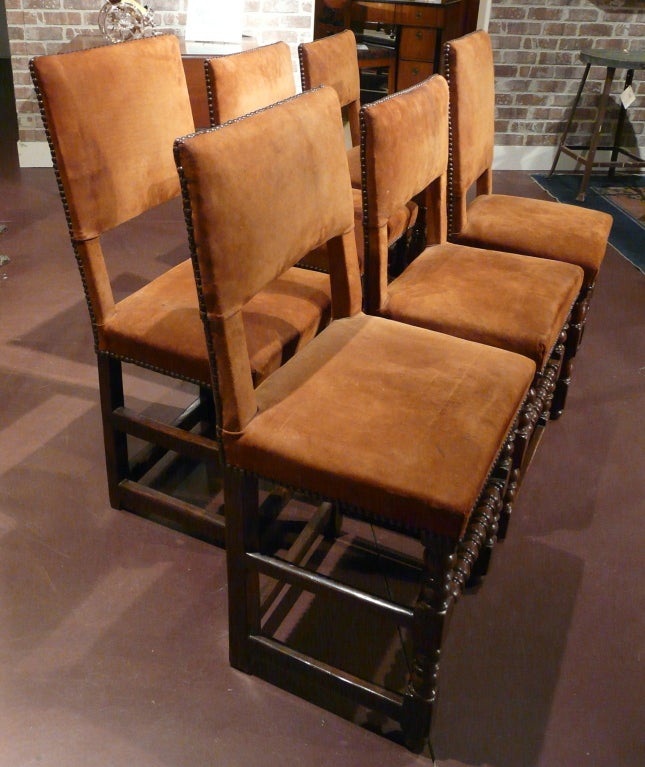 Oak Set of Six Cromwellian Style Chairs