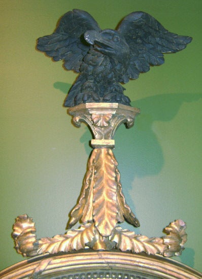 Classical Carved Gilt Wood Girandole Convex Mirror with Eagle