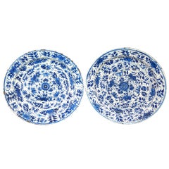 Pair of Blue & White Delft Chargers