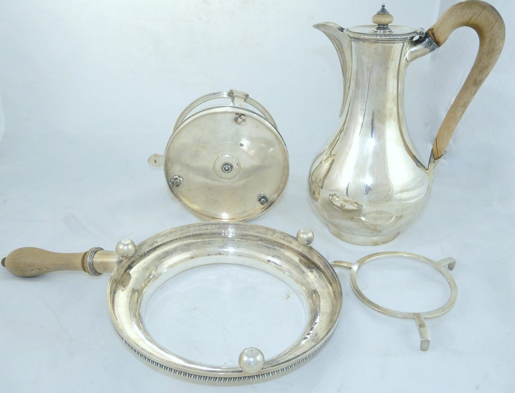 George III Sterling Silver Hot Water Jug & Heat Stand