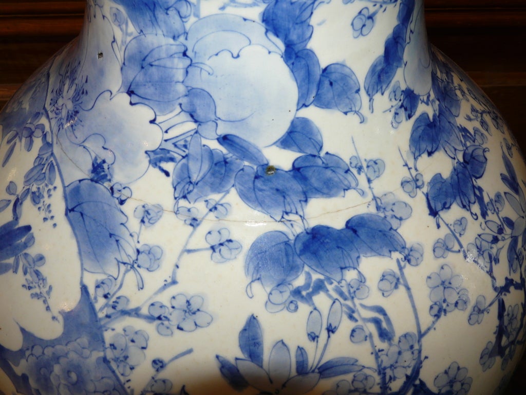 Blue And White Imari Monumental Floor Vase 6
