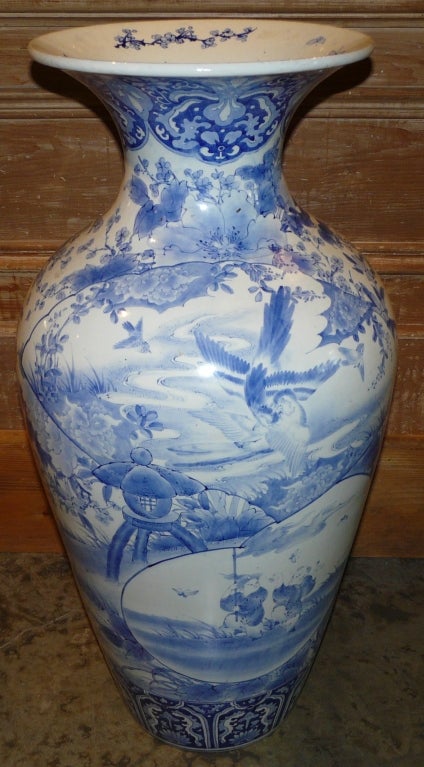 19th Century Blue And White Imari Monumental Floor Vase