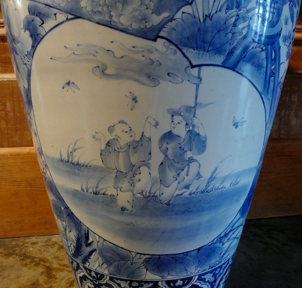 Blue And White Imari Monumental Floor Vase 1