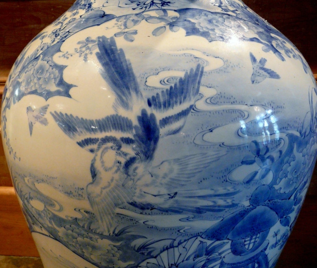 Blue And White Imari Monumental Floor Vase 2