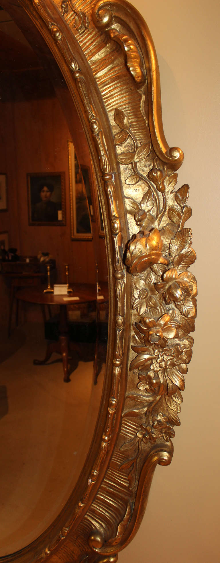 Monumental 19th C Rococo Oval Mirror 1