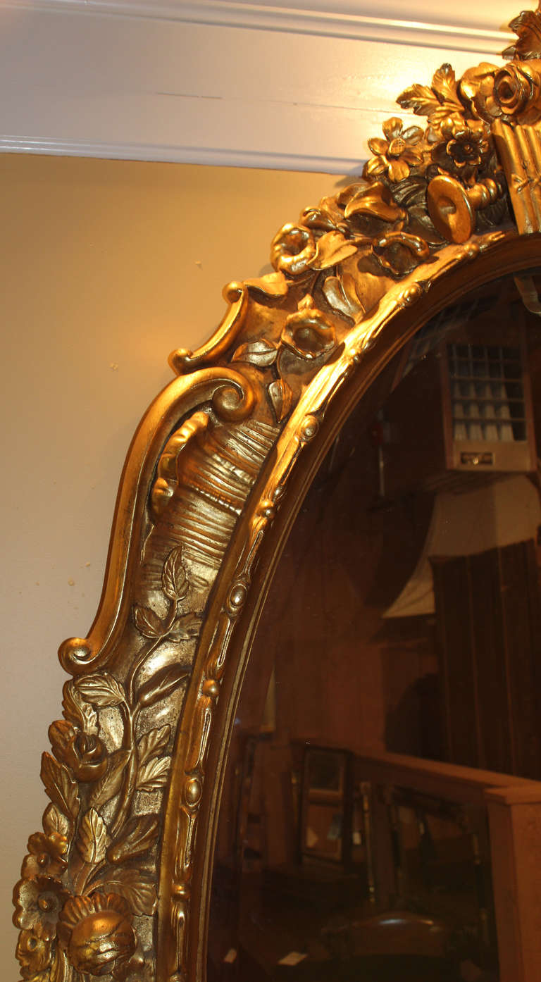 Monumental 19th C Rococo Oval Mirror 3