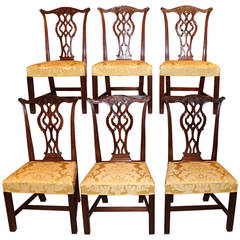 Set of Six Chippendale Style Foliate Carved Mahogany Chairs