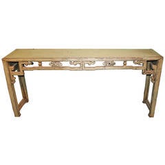 Chinese Carved Altar Table in Light Celadon Green
