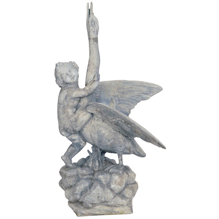 Zinc Garden Fountain with Cherub and Goose at 1stDibs zinc goose calls