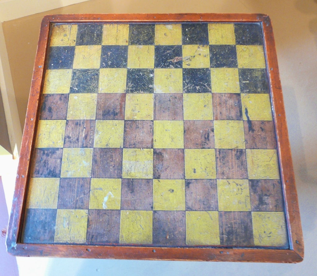American 19th Century Game Board Top Table in Great Paint