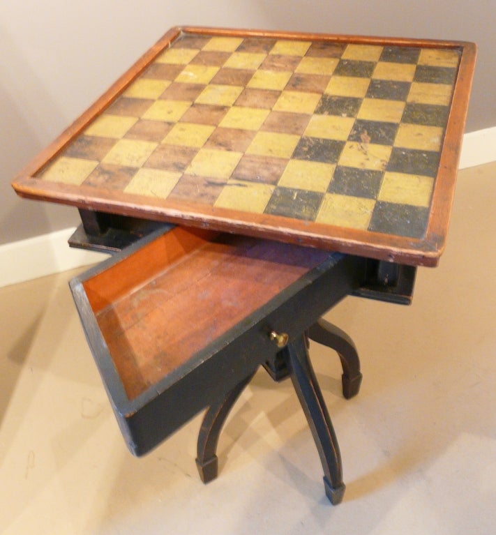 Wood 19th Century Game Board Top Table in Great Paint