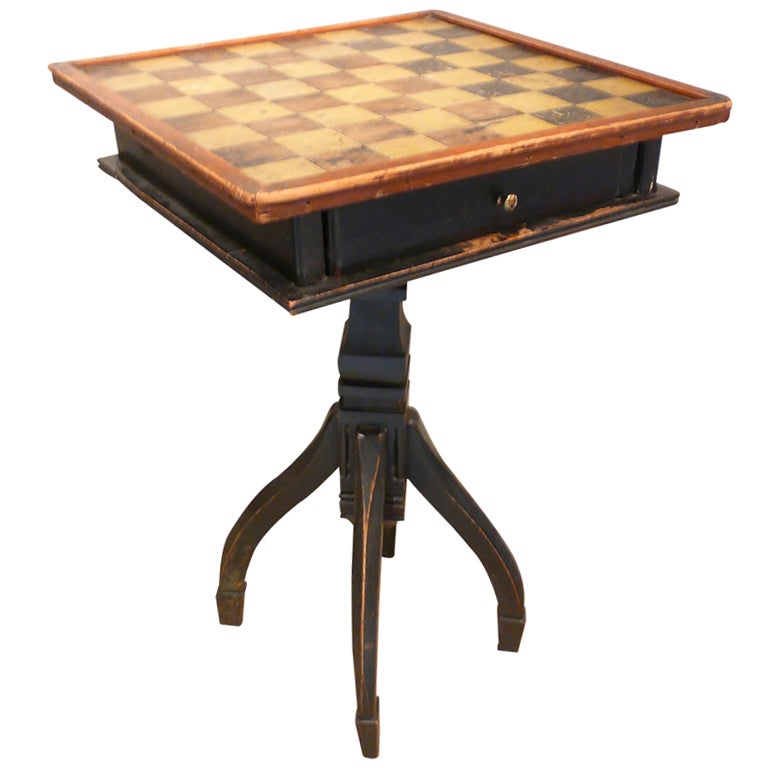 19th Century Game Board Top Table in Great Paint